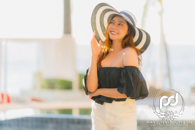 portrait beautiful young asian woman happy smile with travel hotel resort neary sea beach 74190 8273